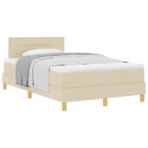 Boxspringbed met kussen met hoofdeinde Crème 120 x 200 cm Stof Boxspringbed met kussen met hoofdeinde Crème 120 x 200 cm Stof