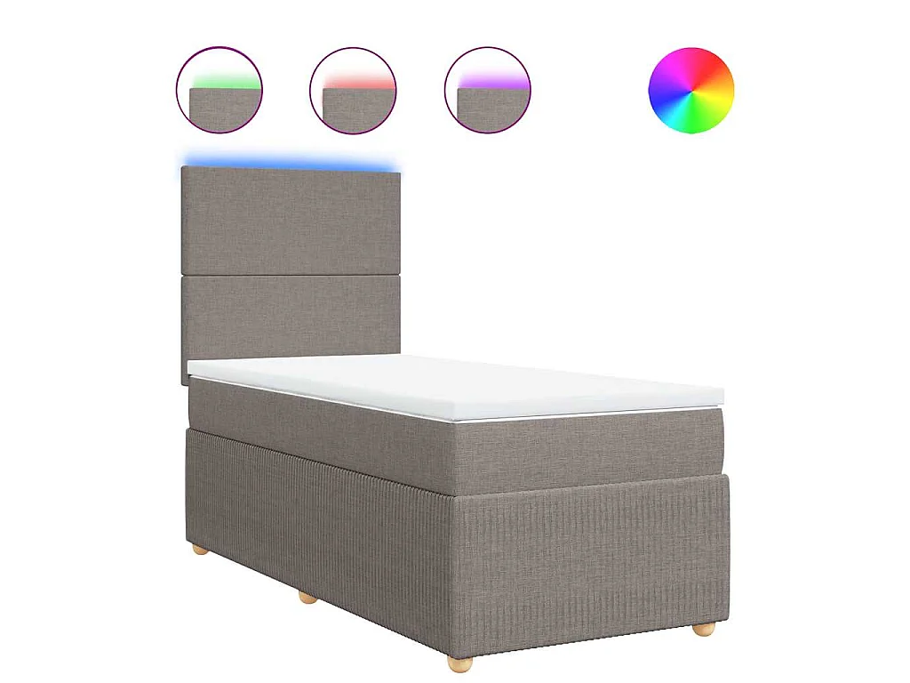 Boxspring met matras stof taupe 90x190 cm