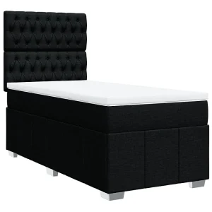 Boxspring met matras stof zwart 80×200 cm Boxspring met matras stof zwart 80×200 cm