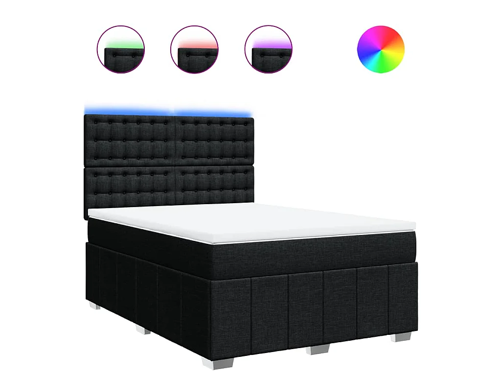 Boxspring met matras stof zwart 160x200 cm