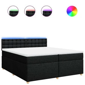 Boxspring met matras stof zwart 200×200 cm Boxspring met matras stof zwart 200×200 cm