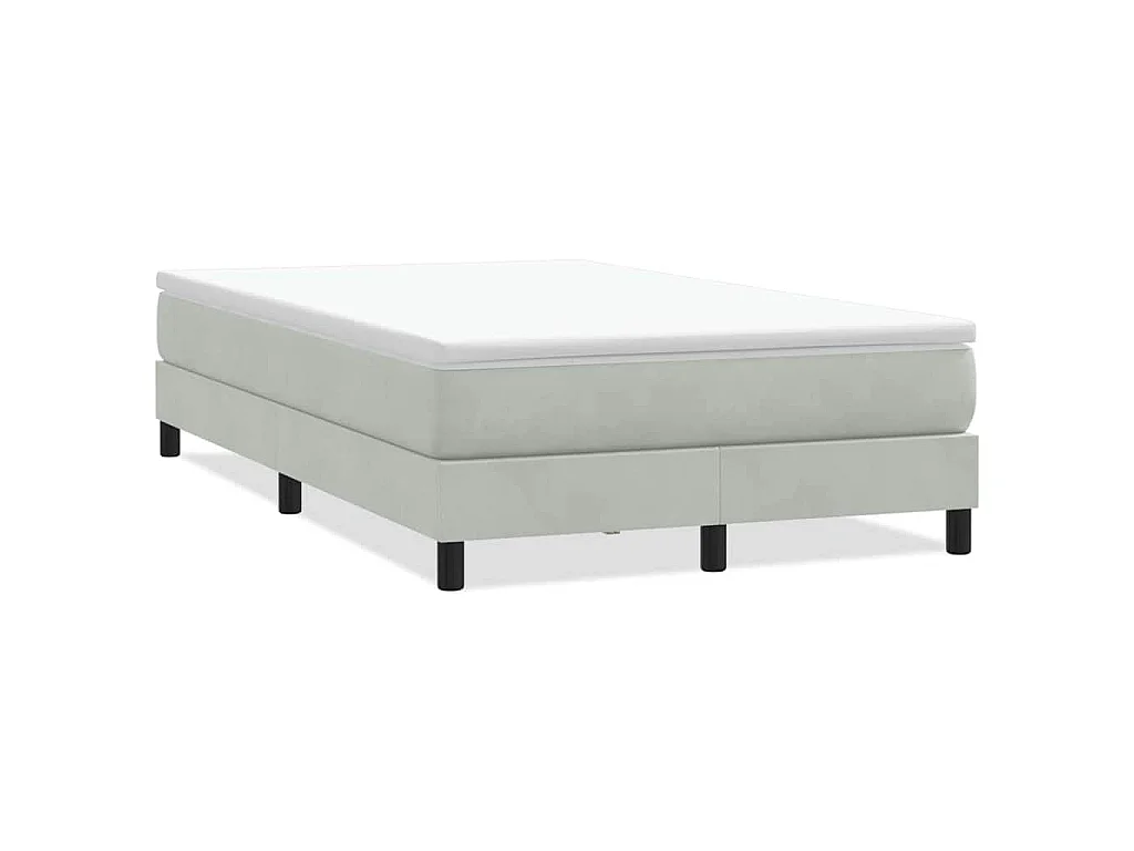 Boxspring zonder matras fluweel lichtgrijs 120x210 cm