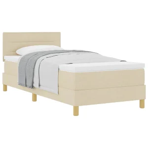 Boxspringbed met kussen met hoofdeinde Crème 100 x 200 cm Stof Boxspringbed met kussen met hoofdeinde Crème 100 x 200 cm Stof