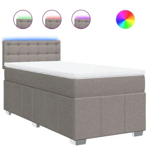 Boxspring met matras stof taupe 80×200 cm Boxspring met matras stof taupe 80×200 cm