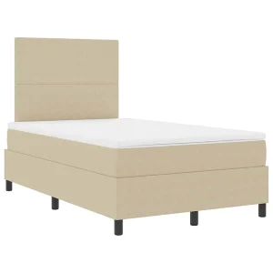 Boxspringbed Lichtgrijs en wit. 120 x 190 cm Katoen Stof