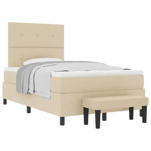 Boxspringbed met matras met hoofdeinde Crème 120 x 200 cm Stof Boxspringbed met matras met hoofdeinde Crème 120 x 200 cm Stof