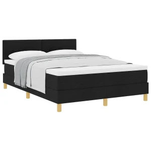 Boxspringbed met kussen met hoofdeinde Zwart 160 x 200 cm Stof Boxspringbed met kussen met hoofdeinde Zwart 160 x 200 cm Stof