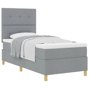 Boxspringbed met matras Lichtgrijs 90 x 190 cm Stof Boxspringbed met matras Lichtgrijs 90 x 190 cm Stof