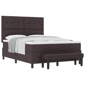 Boxspringbed met hoofdeinde Donkerbruin 140 x 190 cm Stof Boxspringbed met hoofdeinde Donkerbruin 140 x 190 cm Stof