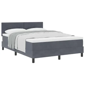 Boxspringbed met matras Donkergrijs 160 x 200 cm Fluweel Boxspringbed met matras Donkergrijs 160 x 200 cm Fluweel