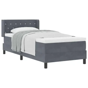 Boxspringbed met hoofdeinde Donkergrijs 190 x 90 cm Fluweel Boxspringbed met hoofdeinde Donkergrijs 190 x 90 cm Fluweel