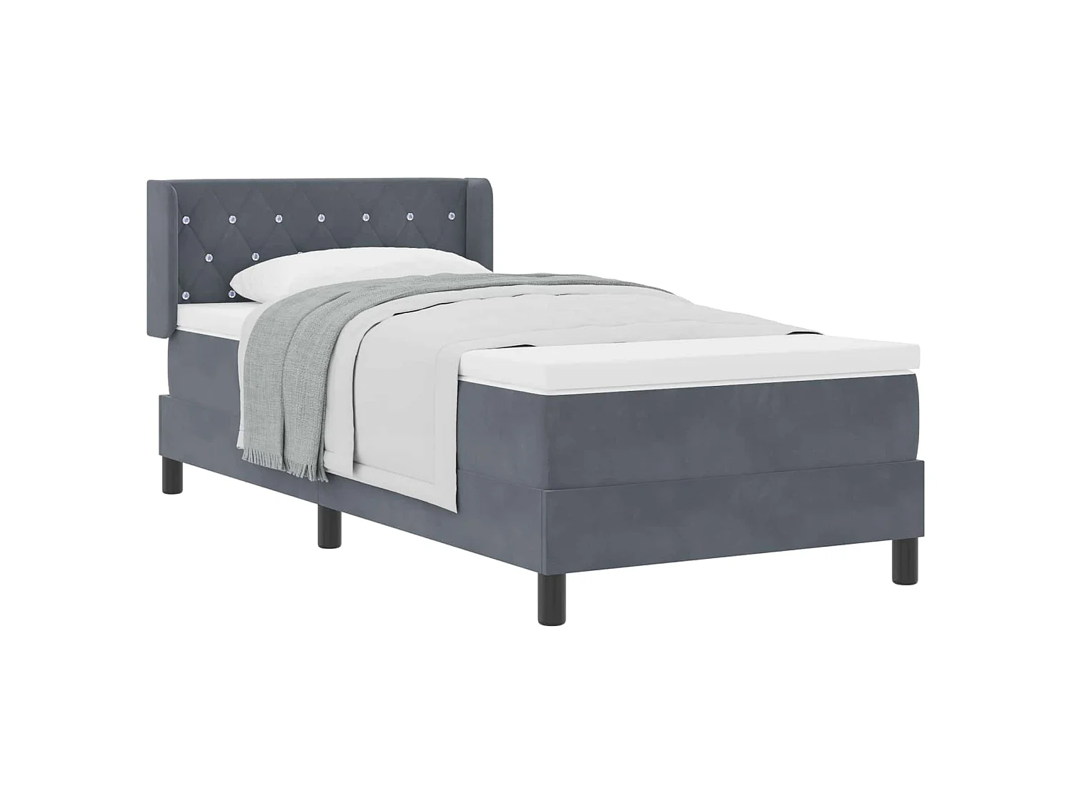 Boxspringbed met hoofdeinde Donkergrijs 190 x 90 cm Fluweel