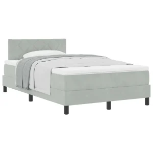 Boxspringbed met matras Lichtgrijs 120 x 200 cm Fluweel Boxspringbed met matras Lichtgrijs 120 x 200 cm Fluweel