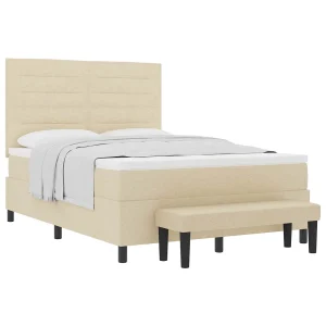 Boxspringbed met hoofdeinde Crème 140 x 200 cm Stof Boxspringbed met hoofdeinde Crème 140 x 200 cm Stof