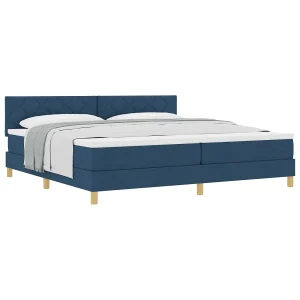 Boxspringbed met kussen met hoofdeinde Blauw 200 x 200 cm Stof Boxspringbed met kussen met hoofdeinde Blauw 200 x 200 cm Stof