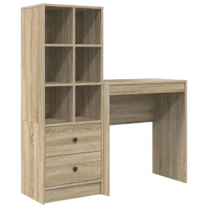 Bureau met lade met plank met opslag 2 pcs Sonoma Eiken Bureau met lade met plank met opslag 2 pcs Sonoma Eiken