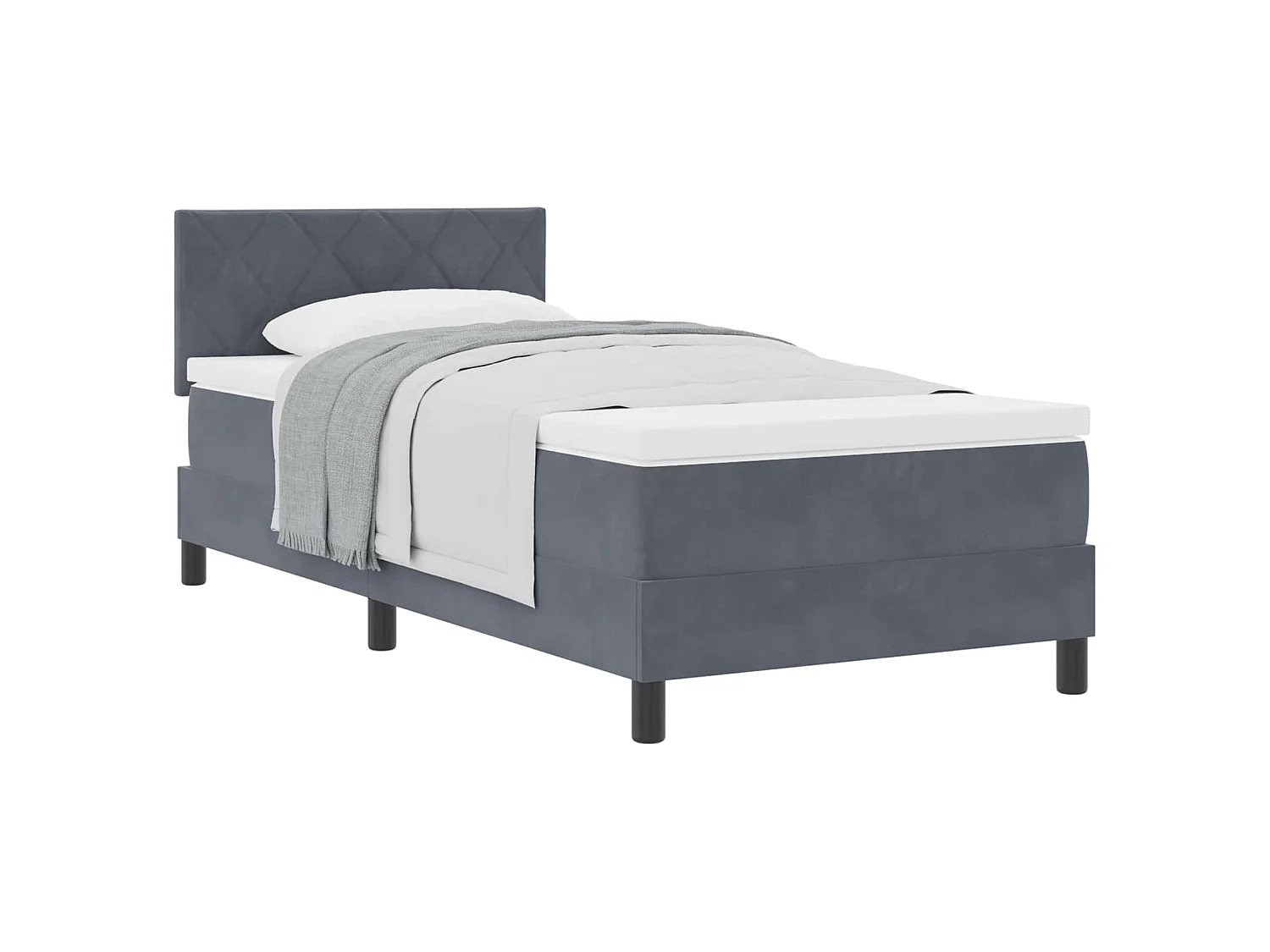 Boxspringbed met matras Donkergrijs 90 x 200 cm Fluweel