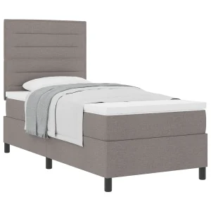 Boxspringbed met matras met hoofdeinde Taupe 100 x 200 cm Stof Boxspringbed met matras met hoofdeinde Taupe 100 x 200 cm Stof