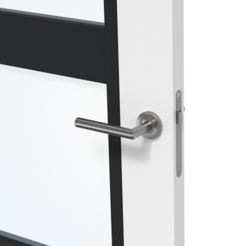 Arne & Bodil binnendeur ABB102 blank glas – wit afgelakt – glaslat diep zwart