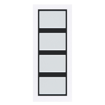 Arne & Bodil binnendeur ABB102 mat glas met blanke rand – extra wit afgelakt – glaslat diep zwart