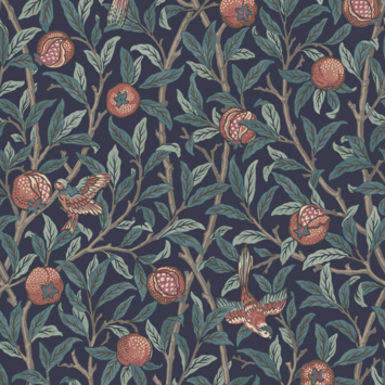 Vliesbehang William Morrris at Home Bird & Pomegranate Marineblauw 124259