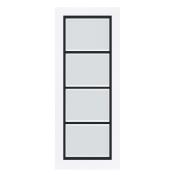 Arne & Bodil binnendeur ABB103 mat glas met blanke rand – extra wit afgelakt – glaslat diep zwart