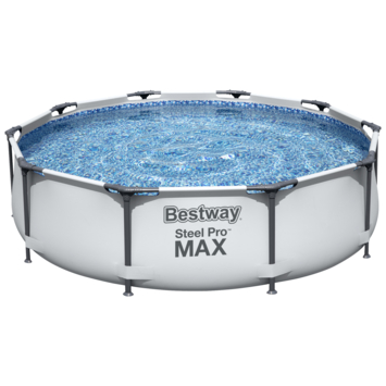 Bestway zwembad rond Pro Steel Max rond licht grijs 305 x 76 cm met pomp