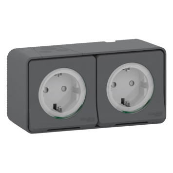Schneider Electric Mureva Styl wandcontactdoos 2-voudig horizontaal IP55 antraciet