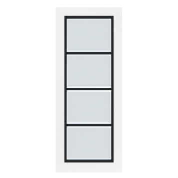 Arne & Bodil binnendeur ABB103 mat glas met blanke rand – wit afgelakt – glaslat diep zwart
