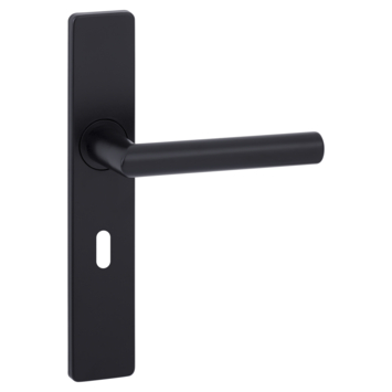 Gamma deurkruk set Berlijn recht schild sleutelgat 56 mm zwart aluminium