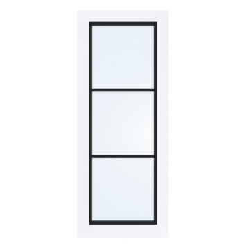 Arne & Bodil binnendeur ABB104 blank glas – extra wit afgelakt – glaslat diep zwart