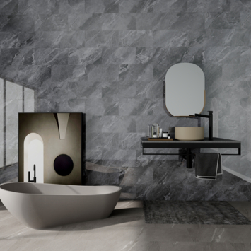 Wandtegel kunststof Allora 30,5×61 cm grijs marmer glans, dikte 5mm  1,116 m²